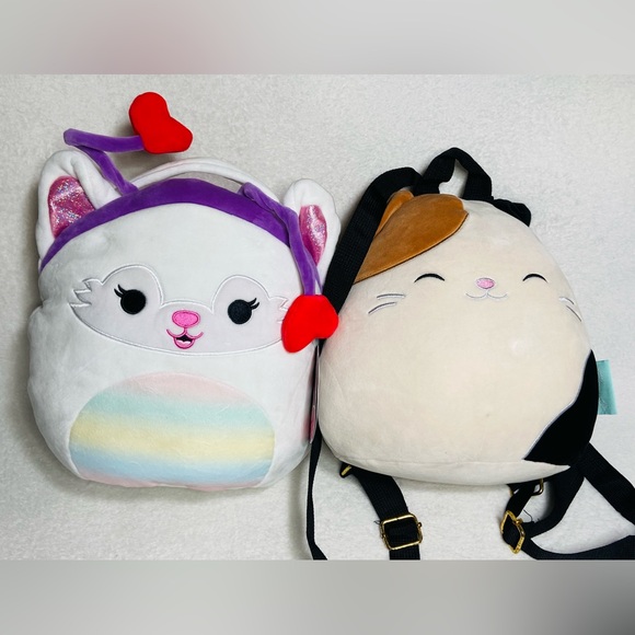 Squishmallow Bags 10” Valentine Gracelynn + 10” Cam the Cat Mini Backpack - Picture 1 of 10